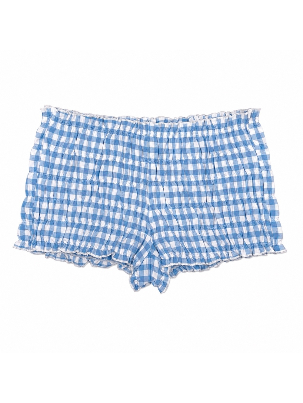 Edikted Blue Gingham Bloomer Shorts Y2K Cottagecore Ruffle Size S